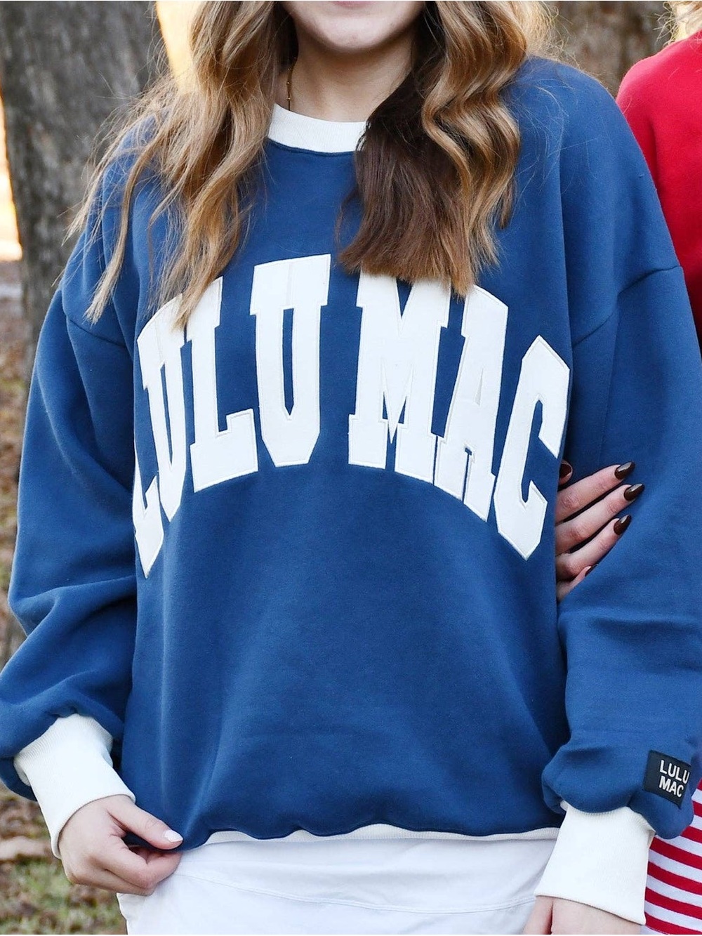 Lulu Mac Color Block Navy/White Stitch Sweatshirt